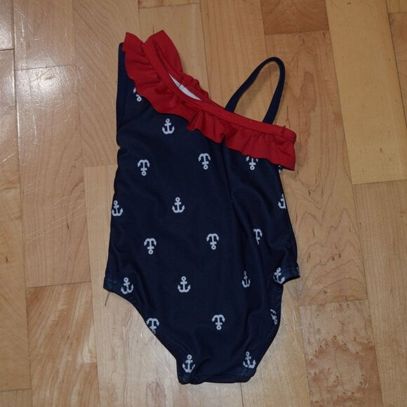 Baby Girls' Sz 0-6m One-Piece Anchor Print Swimsuit - GREAT CONDITION - Picture 3 of 3